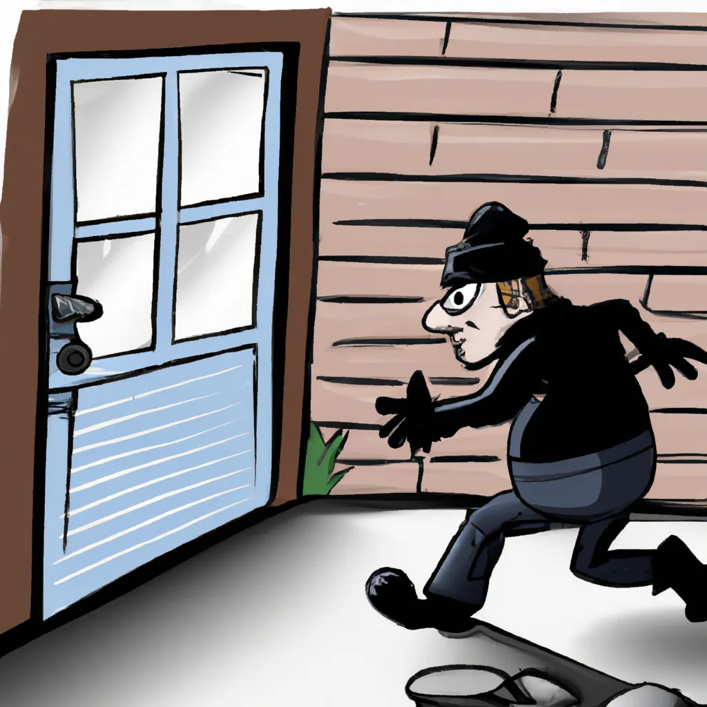 A goofy burgler sneaking towards a back door, as a joke about using backdoor Roth IRAs.